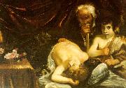 CAGNACCI, Guido Sleeping Christ with Zacharias & John the Baptist oil painting